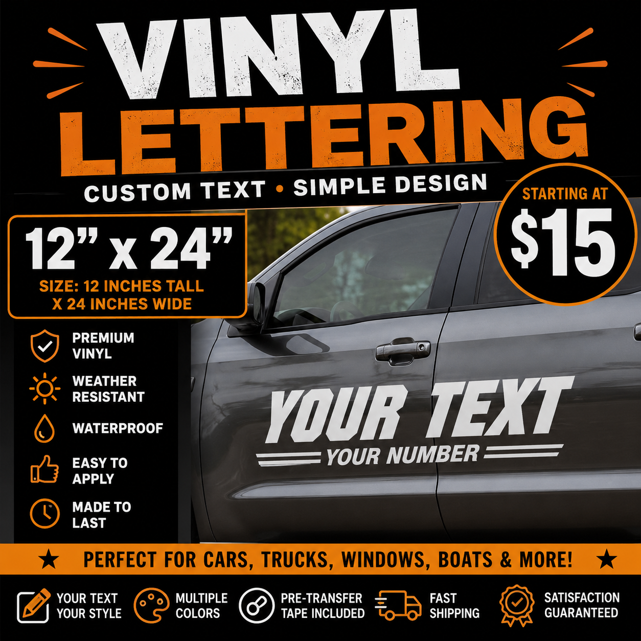 12” x 24” PREMIUM VINYL LETTERING