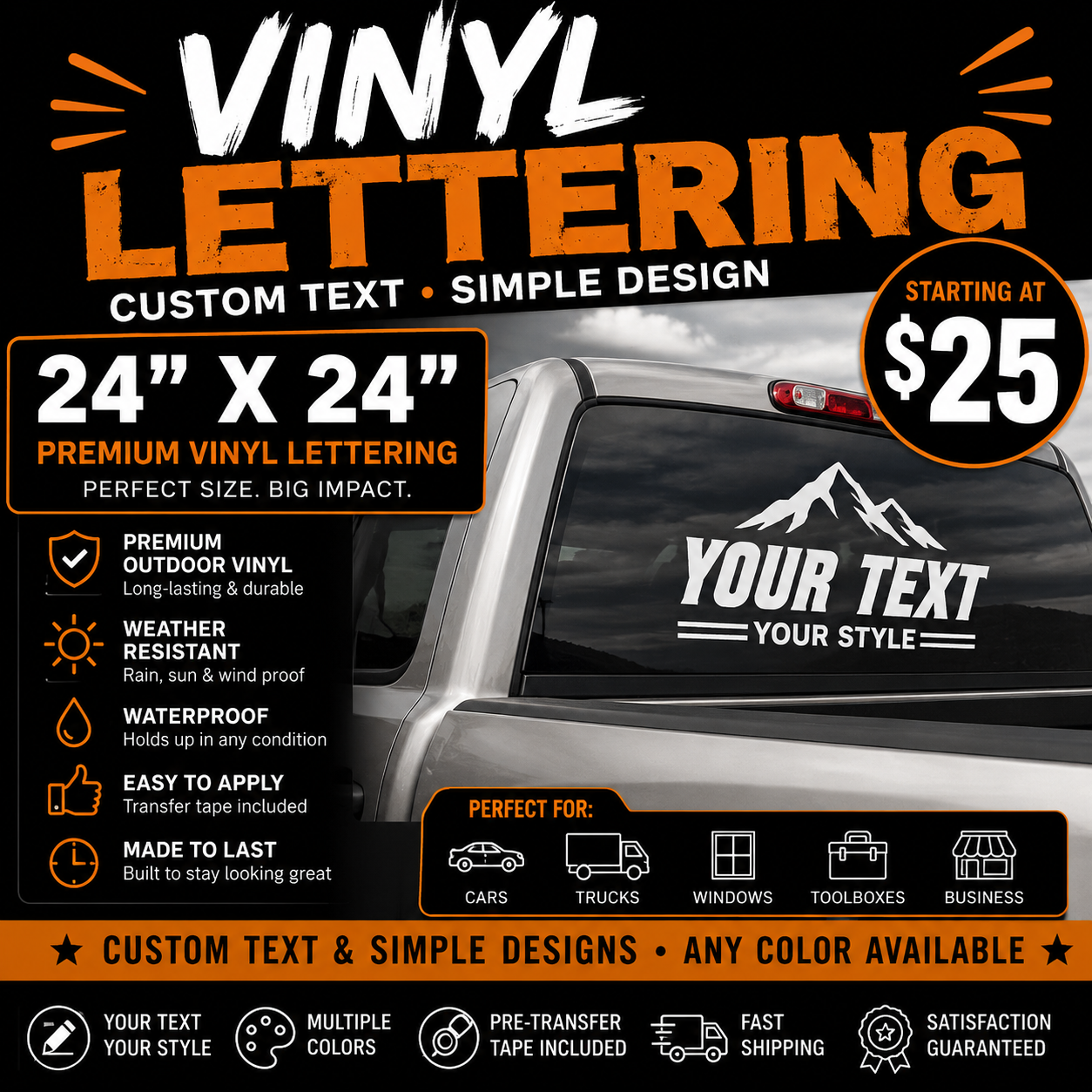 24” x 24” PREMIUM VINYL LETTERING
