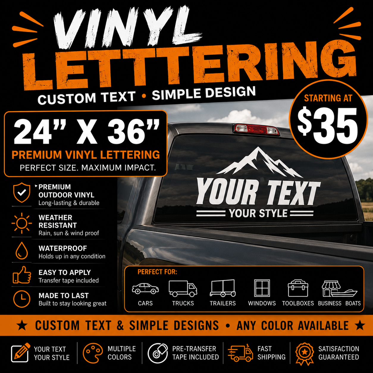 24” x 36” PREMIUM VINYL LETTERING